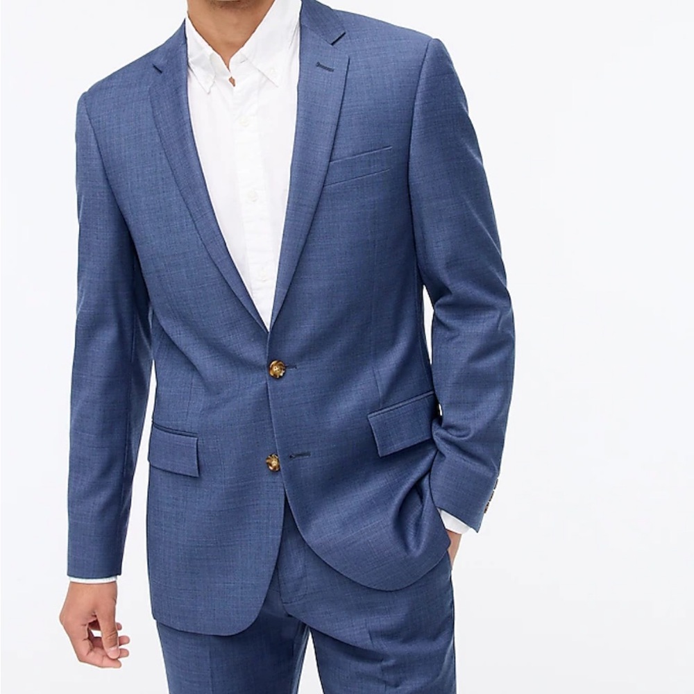 J Crew Thompson Slim Suit Jacket in worseted wool - Marina Blue